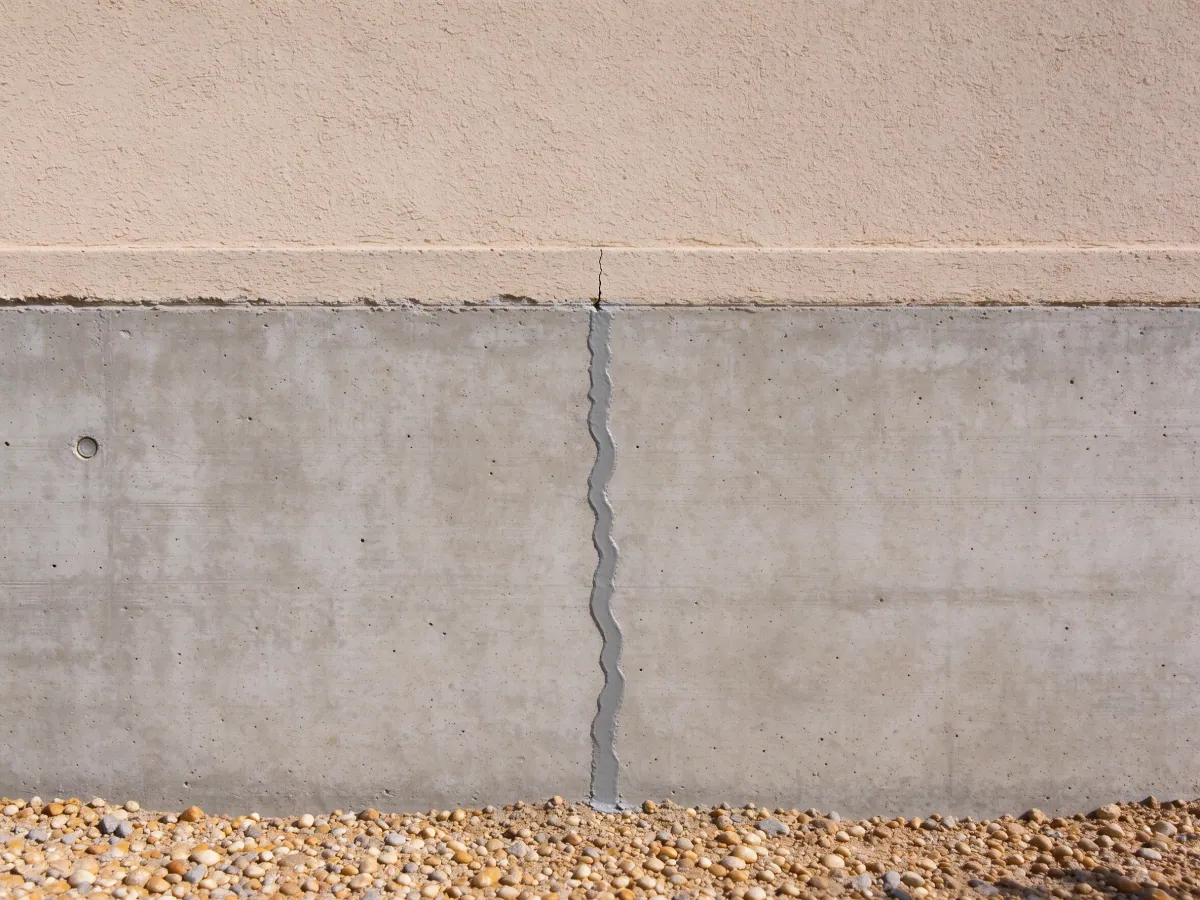 Same foundation section after a representative crack repair seal, representative North Las Vegas, Nevada setting